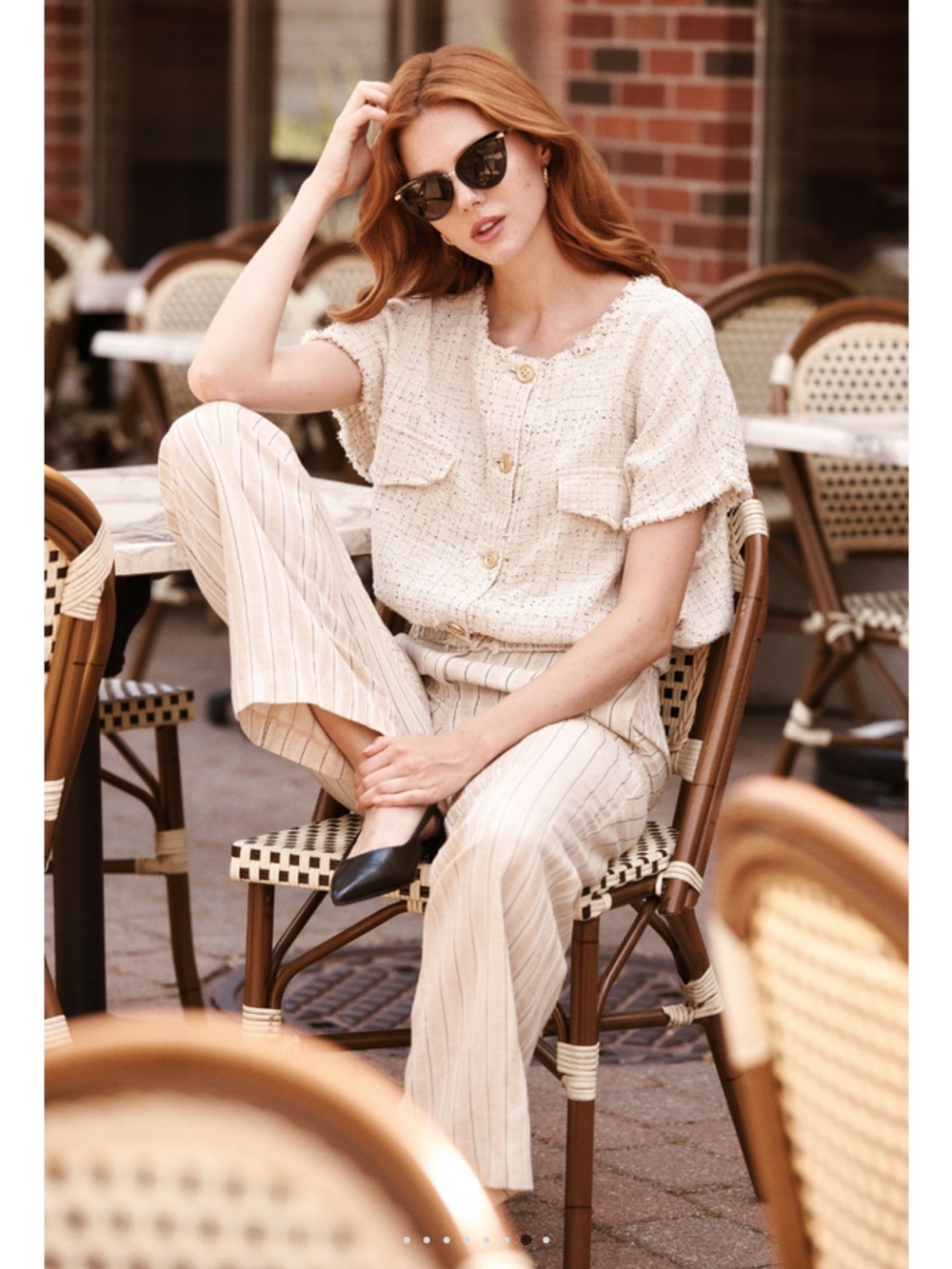 Renuar Women's Cream Textured Short-Sleeve Top, Small